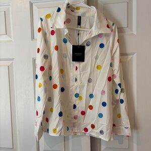 Long sleeve polka dot blouse shirt